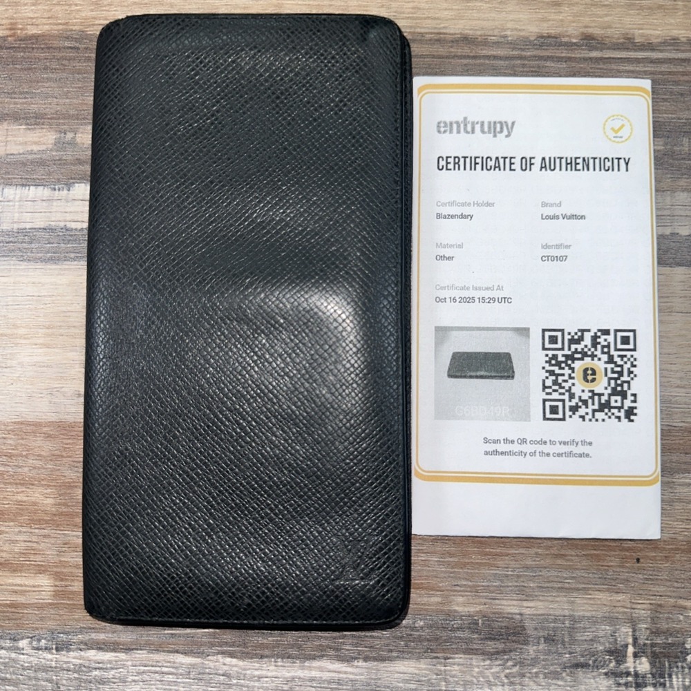 Louis Vuitton Taiga Leather Long Wallet Black Authentic Comes With COA